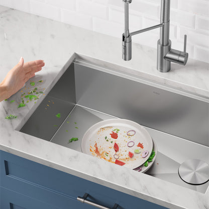 KRAUS Kore 21" Undermount Workstation 16 Gauge Stainless Steel Single Bowl Kitchen Sink with Accessories