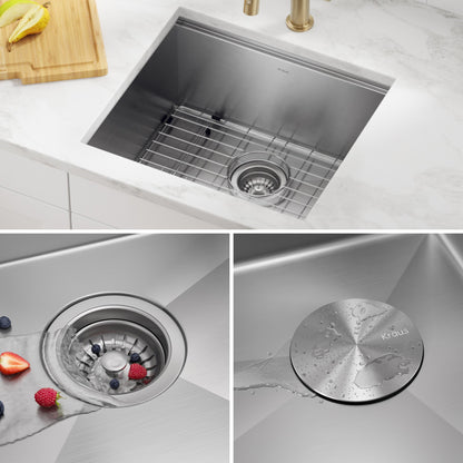 KRAUS Kore 21" Undermount Workstation 16 Gauge Stainless Steel Single Bowl Kitchen Sink with Accessories