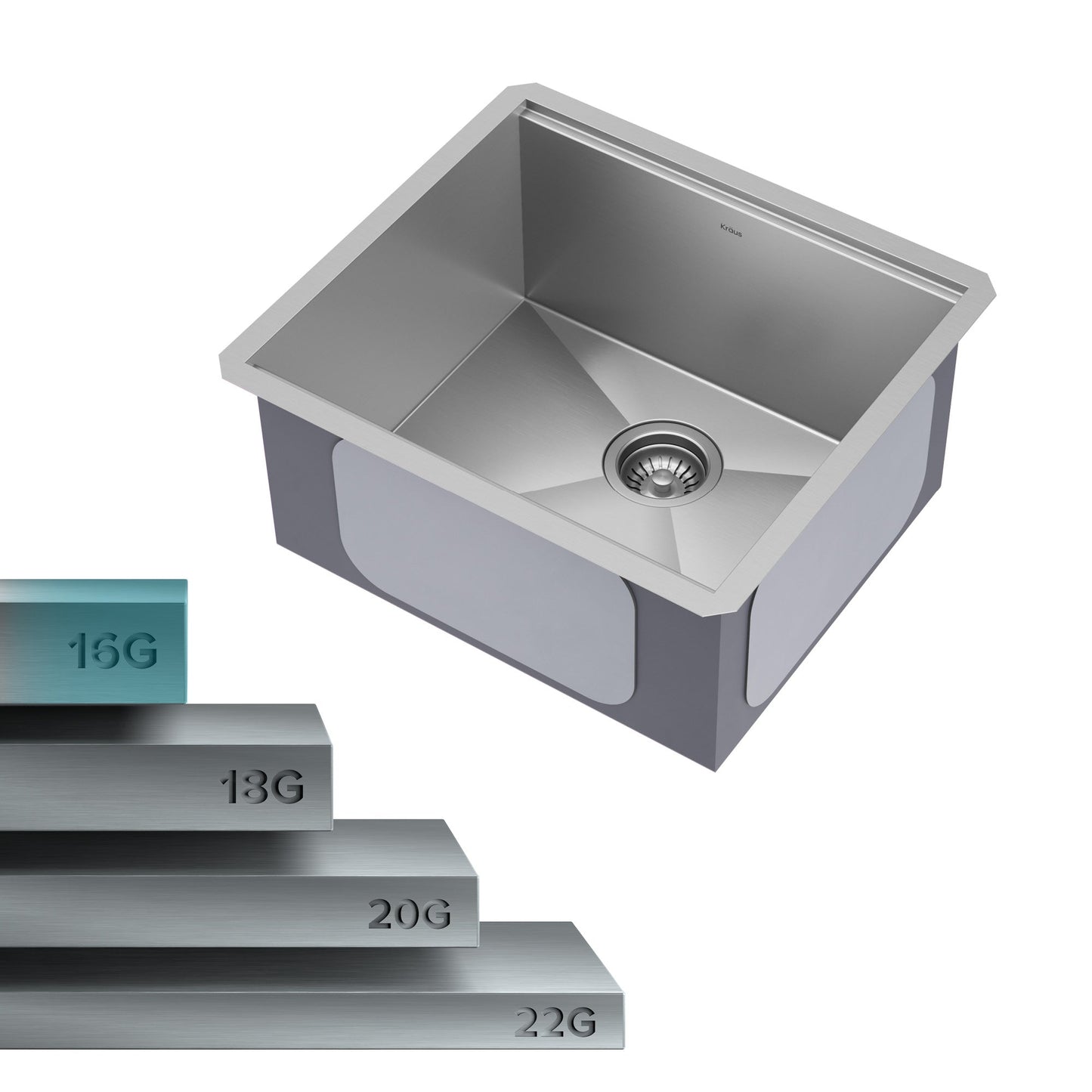 KRAUS Kore 21" Undermount Workstation 16 Gauge Stainless Steel Single Bowl Kitchen Sink with Accessories