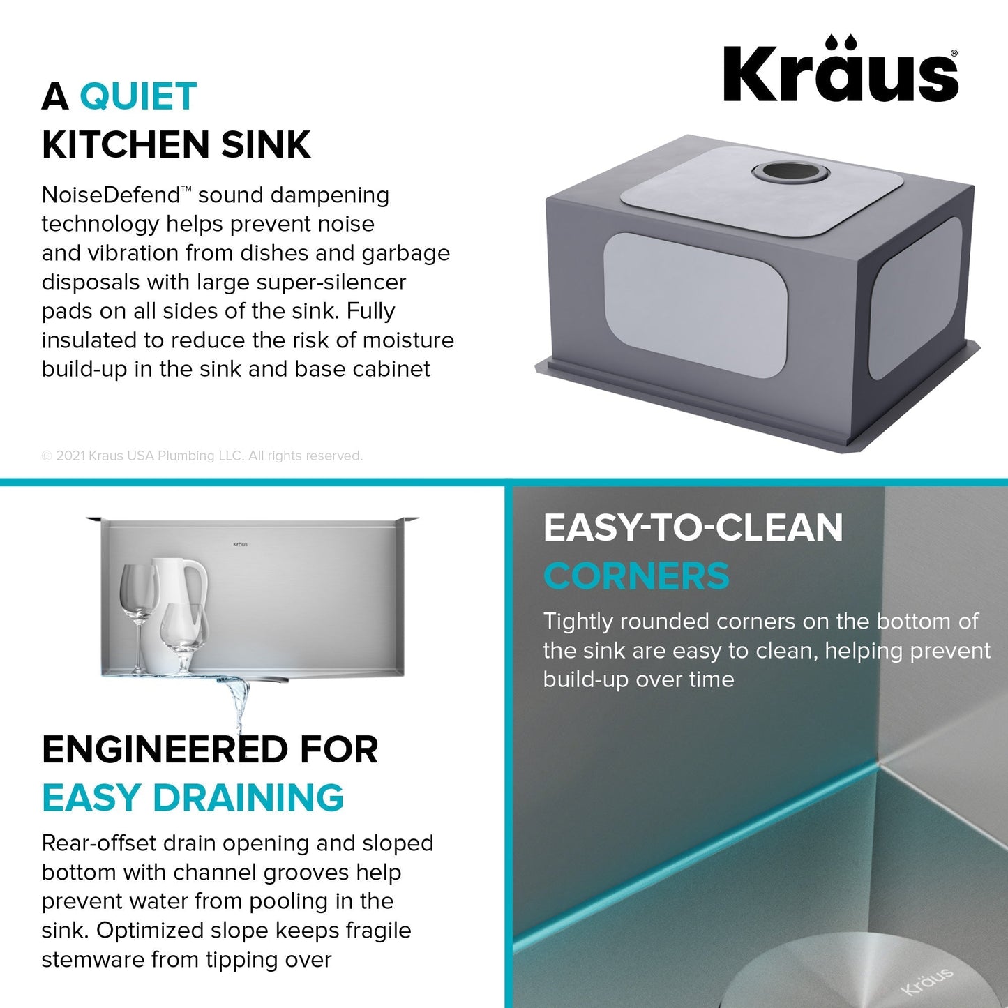 KRAUS Kore 21" Undermount Workstation 16 Gauge Stainless Steel Single Bowl Kitchen Sink with Accessories