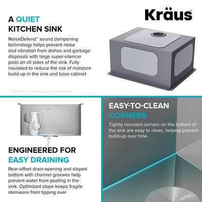 KRAUS Kore 21" Undermount Workstation 16 Gauge Stainless Steel Single Bowl Kitchen Sink with Accessories