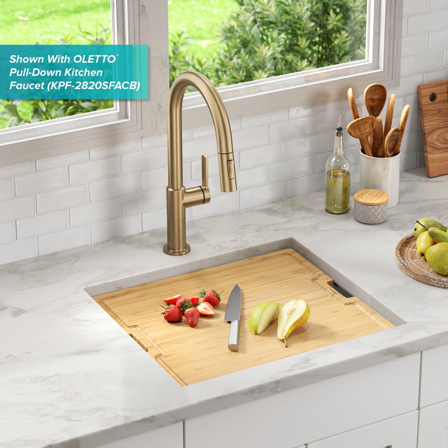 KRAUS Kore 21" Undermount Workstation 16 Gauge Stainless Steel Single Bowl Kitchen Sink with Accessories