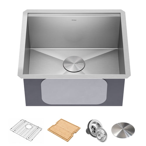 KRAUS Kore 21" Undermount Workstation 16 Gauge Stainless Steel Single Bowl Kitchen Sink with Accessories