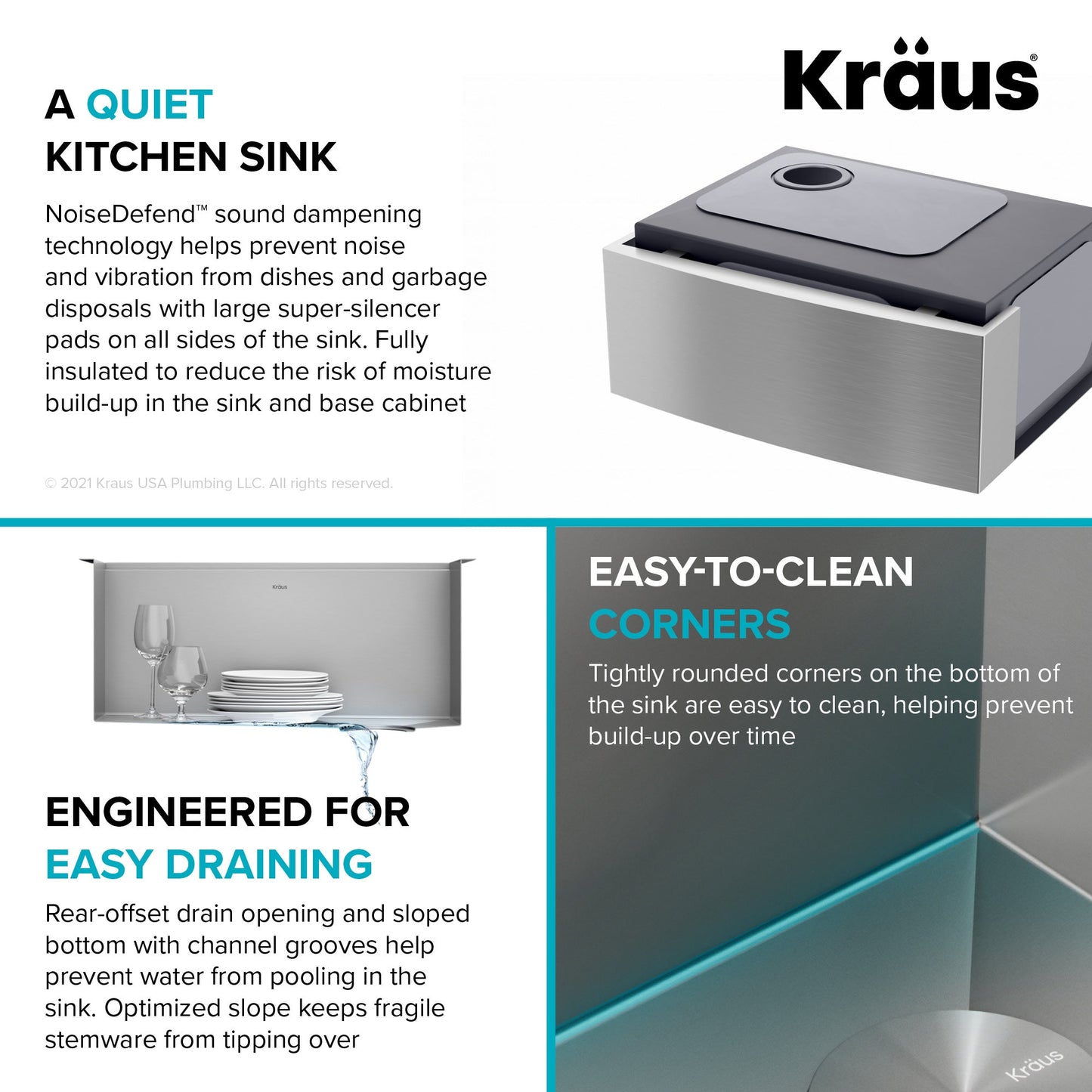 KRAUS Kore 24" Apron Front Workstation 16 Gauge Stainless Steel Single Bowl Kitchen Sink with Accessories