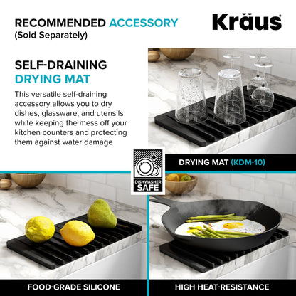 KRAUS Kore 24" Apron Front Workstation 16 Gauge Stainless Steel Single Bowl Kitchen Sink with Accessories