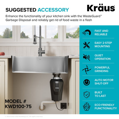 KRAUS Kore 24" Apron Front Workstation 16 Gauge Stainless Steel Single Bowl Kitchen Sink with Accessories