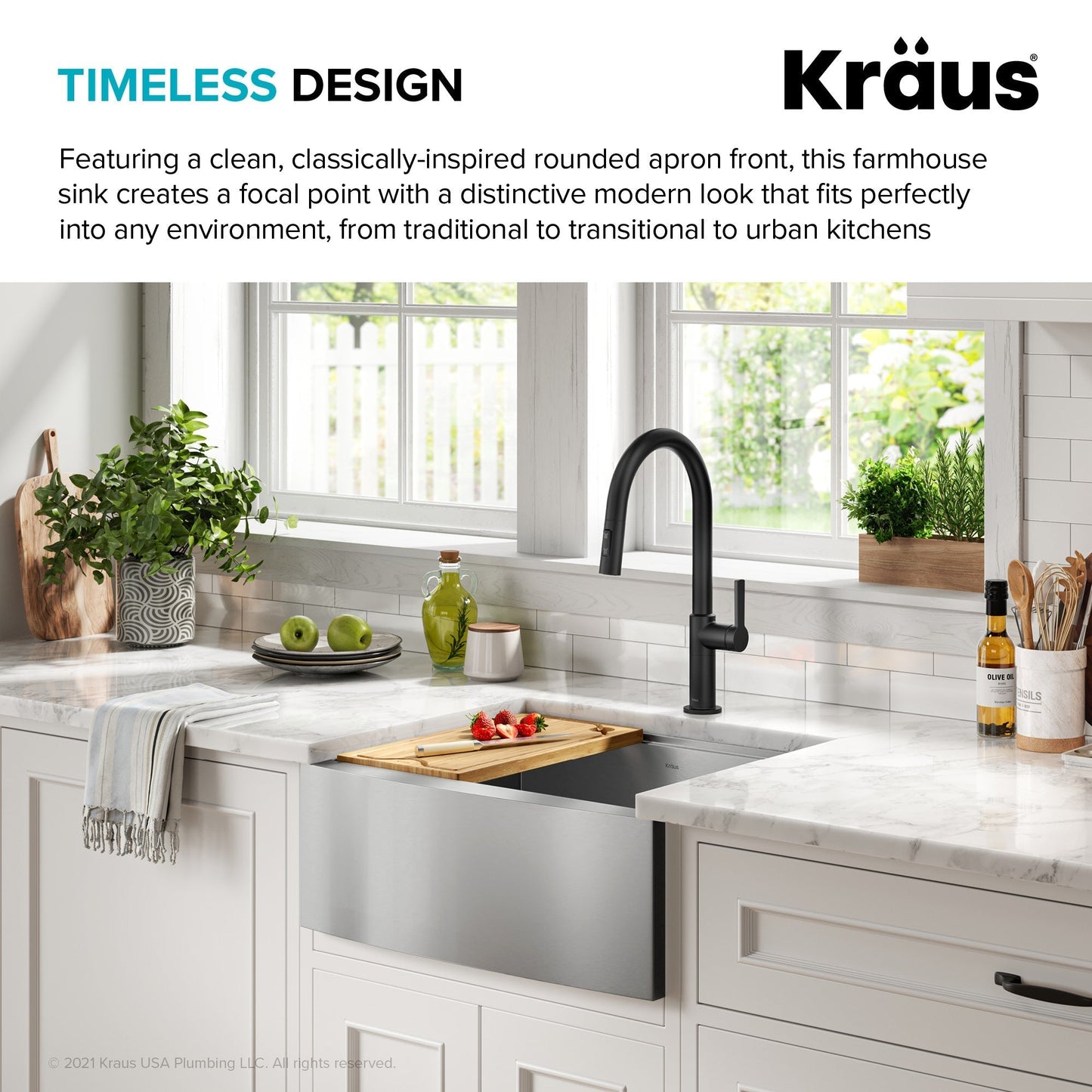 KRAUS Kore 24" Apron Front Workstation 16 Gauge Stainless Steel Single Bowl Kitchen Sink with Accessories