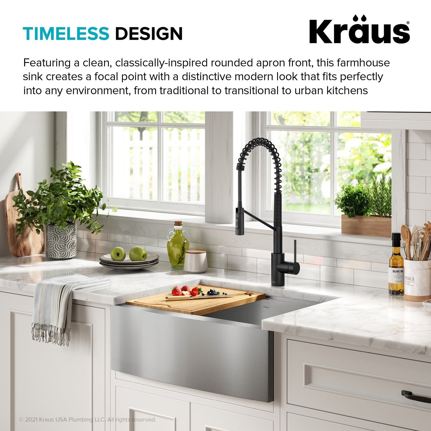 KRAUS Kore 27" Apron Front Workstation 16 Gauge Stainless Steel Kitchen Sink - nKWF210-27