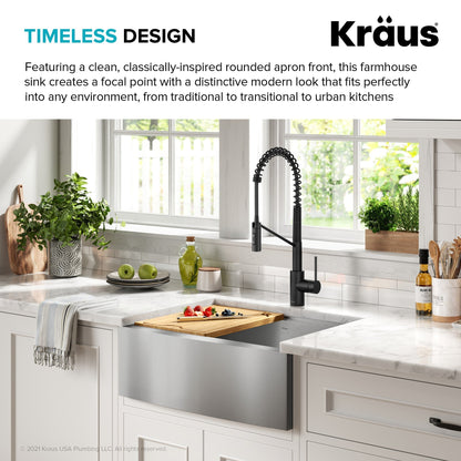 KRAUS Kore 27" Apron Front Workstation 16 Gauge Stainless Steel Kitchen Sink - nKWF210-27