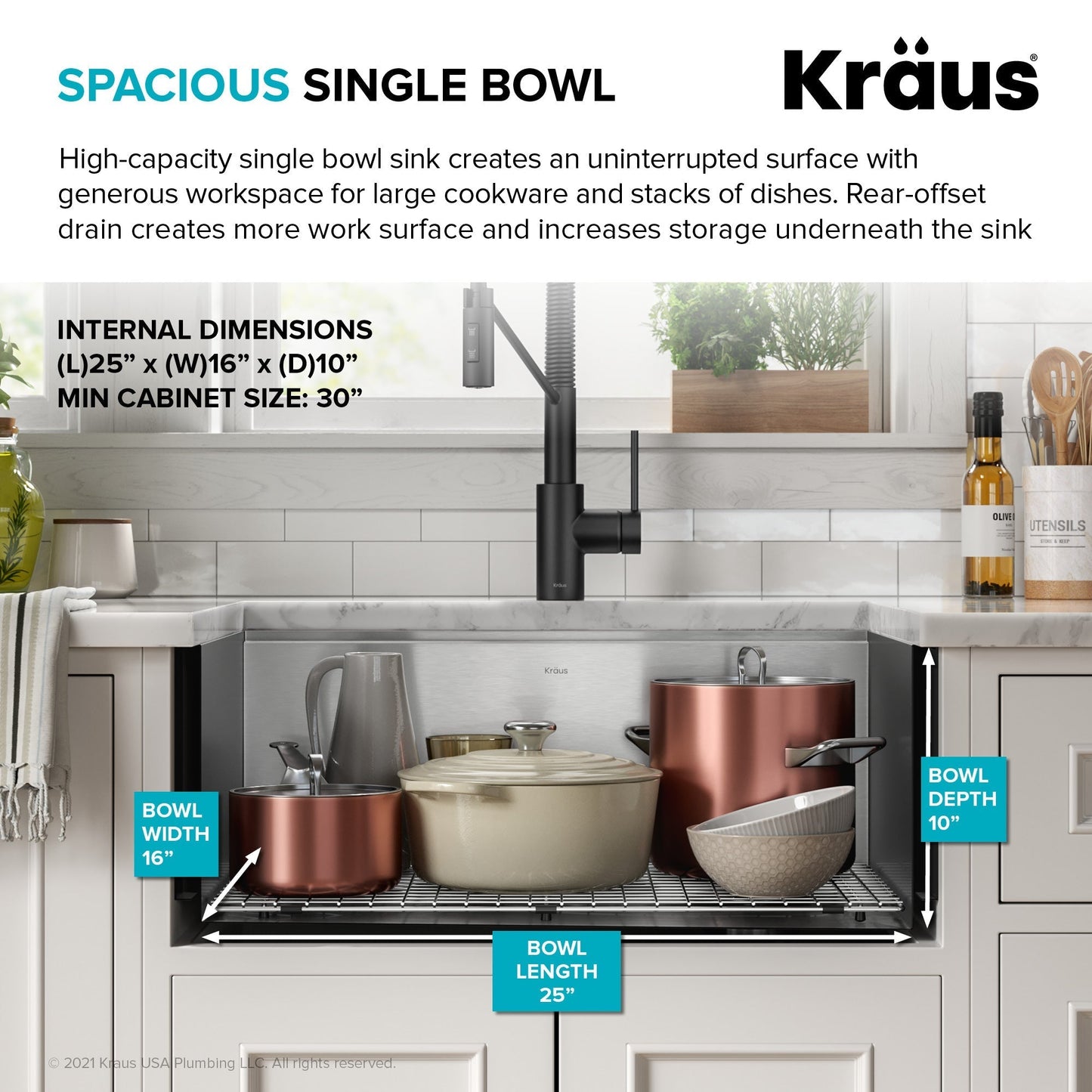 KRAUS Kore 27" Apron Front Workstation 16 Gauge Stainless Steel Kitchen Sink - nKWF210-27