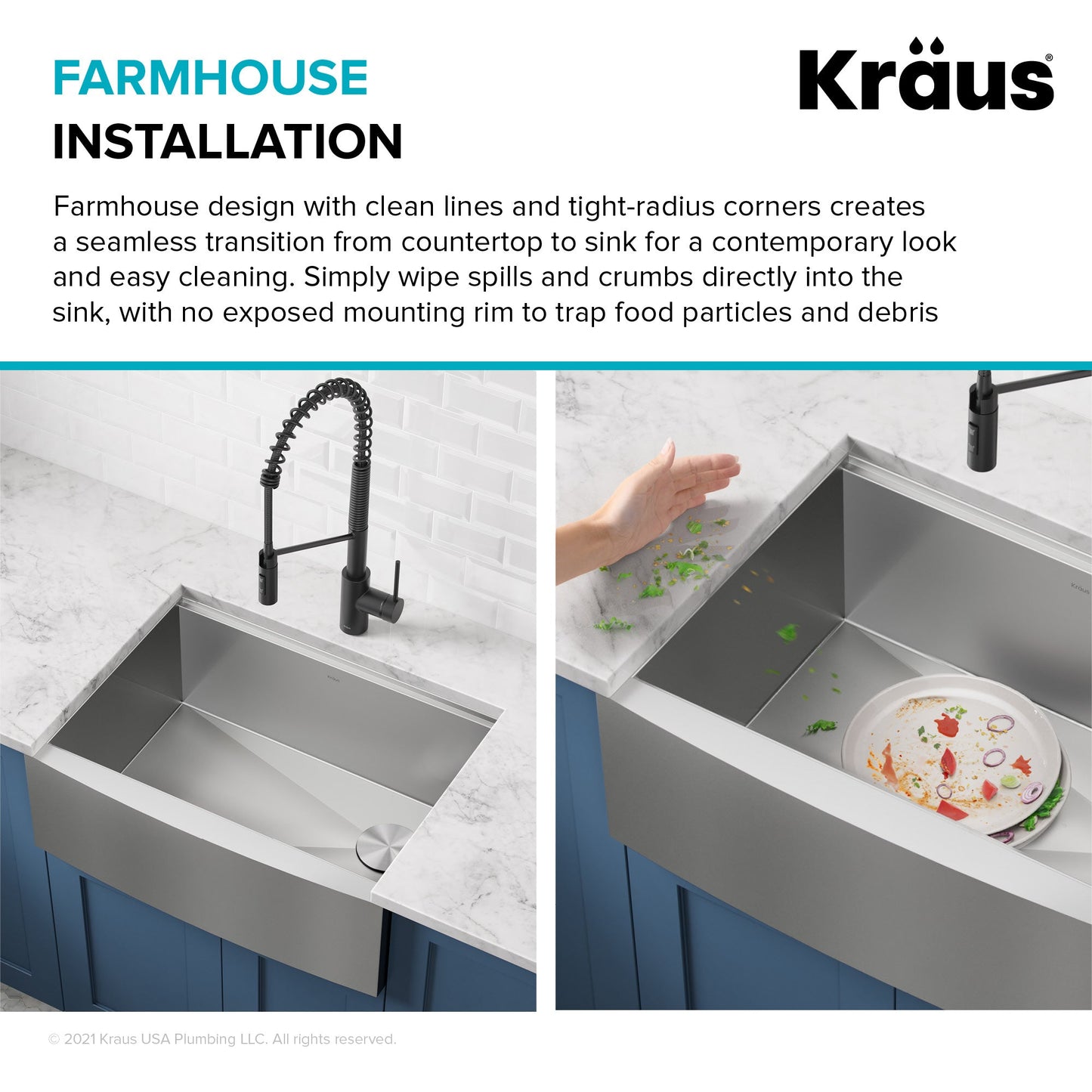 KRAUS Kore 27" Apron Front Workstation 16 Gauge Stainless Steel Kitchen Sink - nKWF210-27