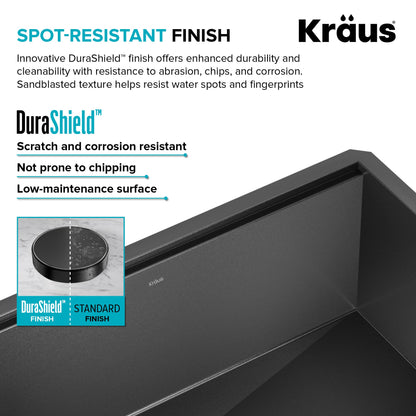 KRAUS Kore 27" Apron Front Workstation 16 Gauge Stainless Steel Kitchen Sink in PV - KWF210-27-PGM