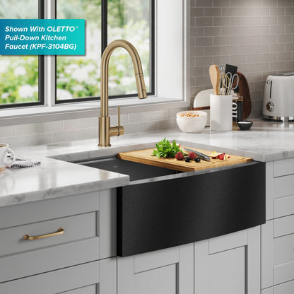 KRAUS Kore 27" Apron Front Workstation 16 Gauge Stainless Steel Kitchen Sink in PV - KWF210-27-PGM