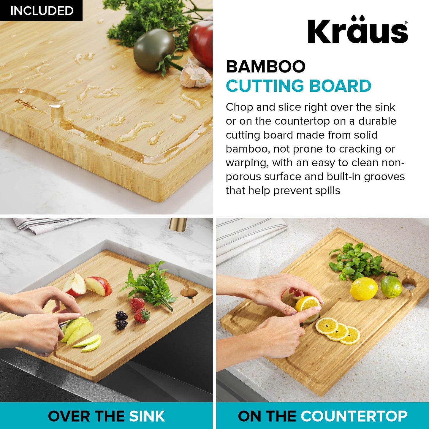 KRAUS Kore 27" Apron Front Workstation 16 Gauge Stainless Steel Kitchen Sink in PV - KWF210-27-PGM