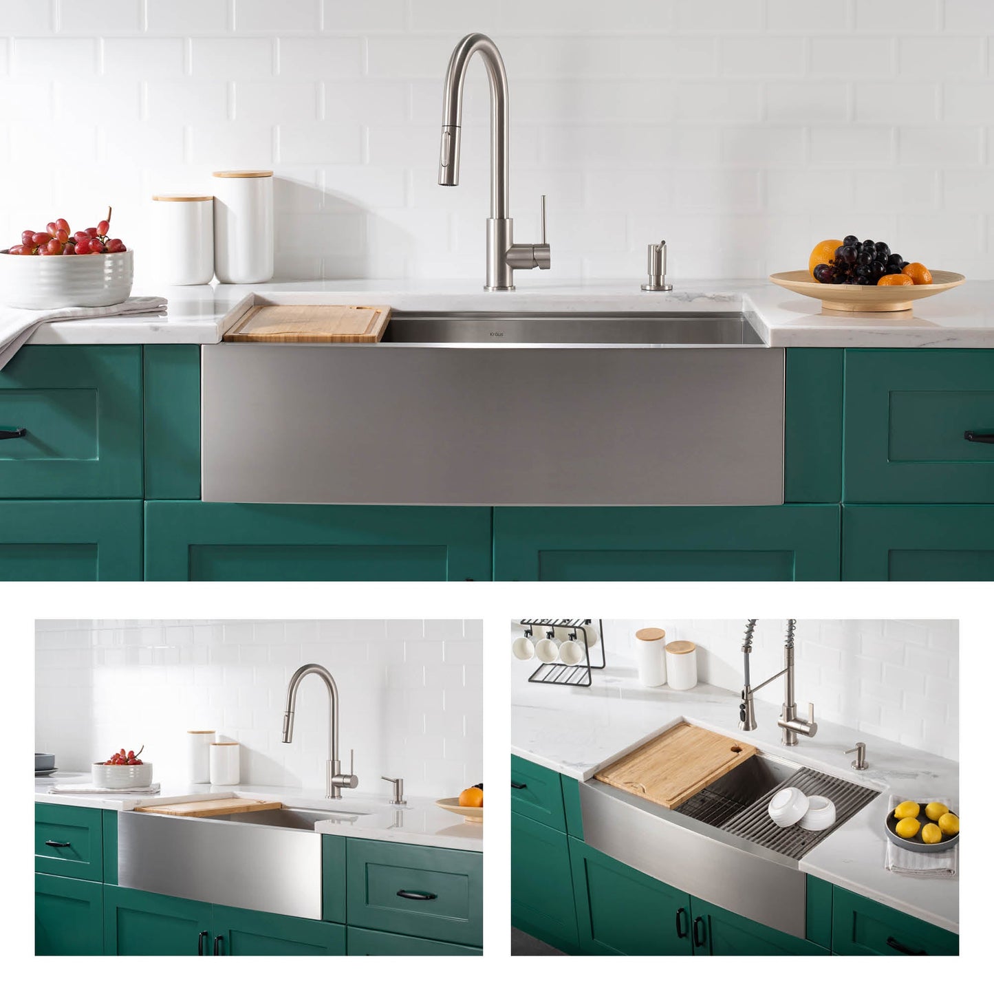 KRAUS Kore 33" 16 Gauge Farmhouse Workstation Kitchen Sink - KWF210-33