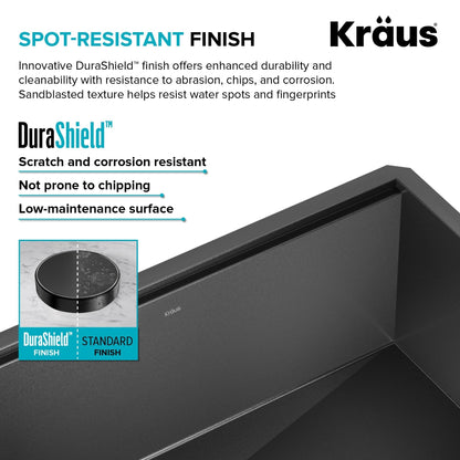 KRAUS Kore Workstation 17" Undermount 16 Gauge Bar or Prep Sink in PVD Gunmetal - KWU1101-17-PGM