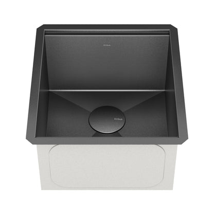 KRAUS Kore Workstation 17" Undermount 16 Gauge Bar or Prep Sink in PVD Gunmetal - KWU1101-17-PGM