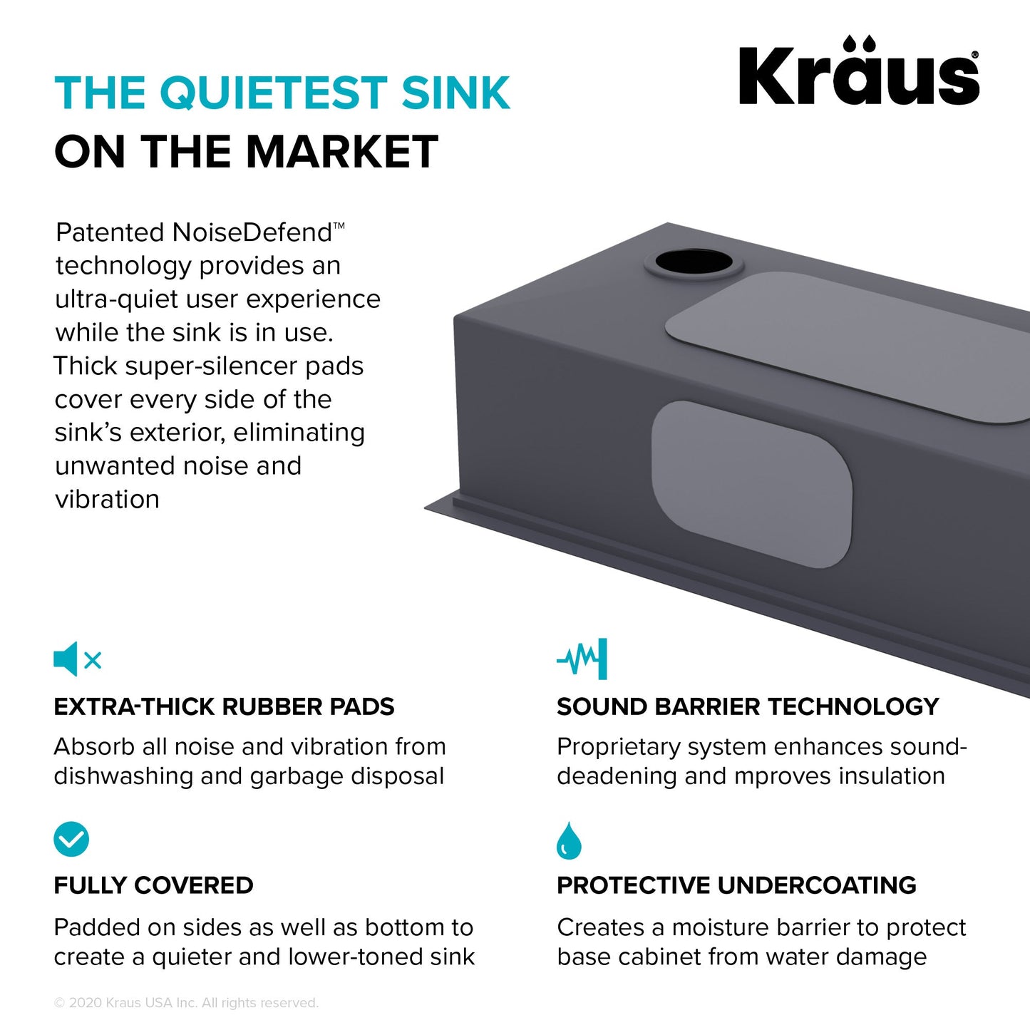 KRAUS Kore Workstation 33" Drop-In 16 Gauge Single Bowl Kitchen Sink in PVD Gunmetal