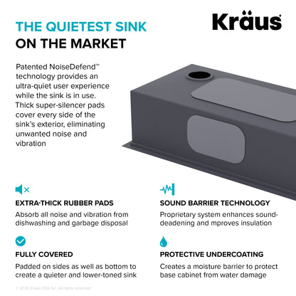 KRAUS Kore Workstation 33" Drop-In 16 Gauge Single Bowl Kitchen Sink in PVD Gunmetal