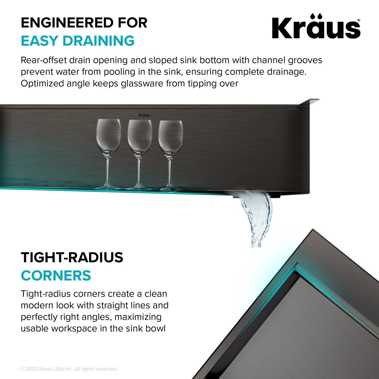 KRAUS Kore Workstation 33" Drop-In 16 Gauge Single Bowl Kitchen Sink in PVD Gunmetal
