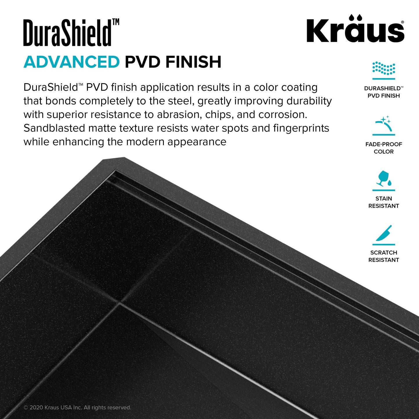 KRAUS Kore Workstation 33" Drop-In 16 Gauge Single Bowl Kitchen Sink in PVD Gunmetal