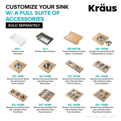 KRAUS Kore Workstation 33" Farmhouse Apron Front 16 Gauge Single Bowl Kitchen Sink in PVD Gunmetal - KWF210-33/PGM