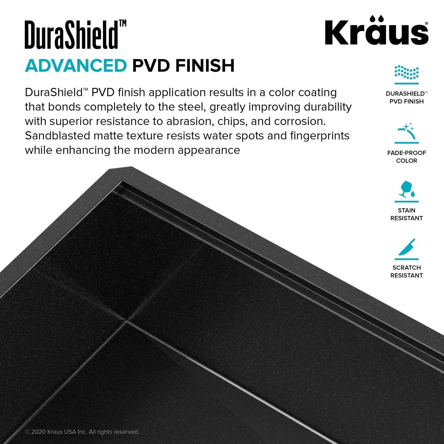 KRAUS Kore Workstation 33" Farmhouse Modern Flat Apron Front 16 Gauge Single Bowl Kitchen Sink in PVD Gunmetal - KWF410-33/PGM