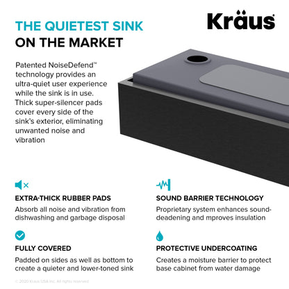 KRAUS Kore Workstation 33" Farmhouse Modern Flat Apron Front 16 Gauge Single Bowl Kitchen Sink in PVD Gunmetal - KWF410-33/PGM