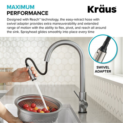 KRAUS Oletto Contemporary Single-Handle Touch Activated with Pull Down Sprayer in Matte Black