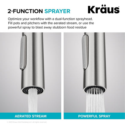 KRAUS Oletto Contemporary Single-Handle Touch Activated with Pull Down Sprayer in Matte Black