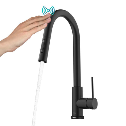 KRAUS Oletto Contemporary Single-Handle Touch Activated with Pull Down Sprayer in Matte Black