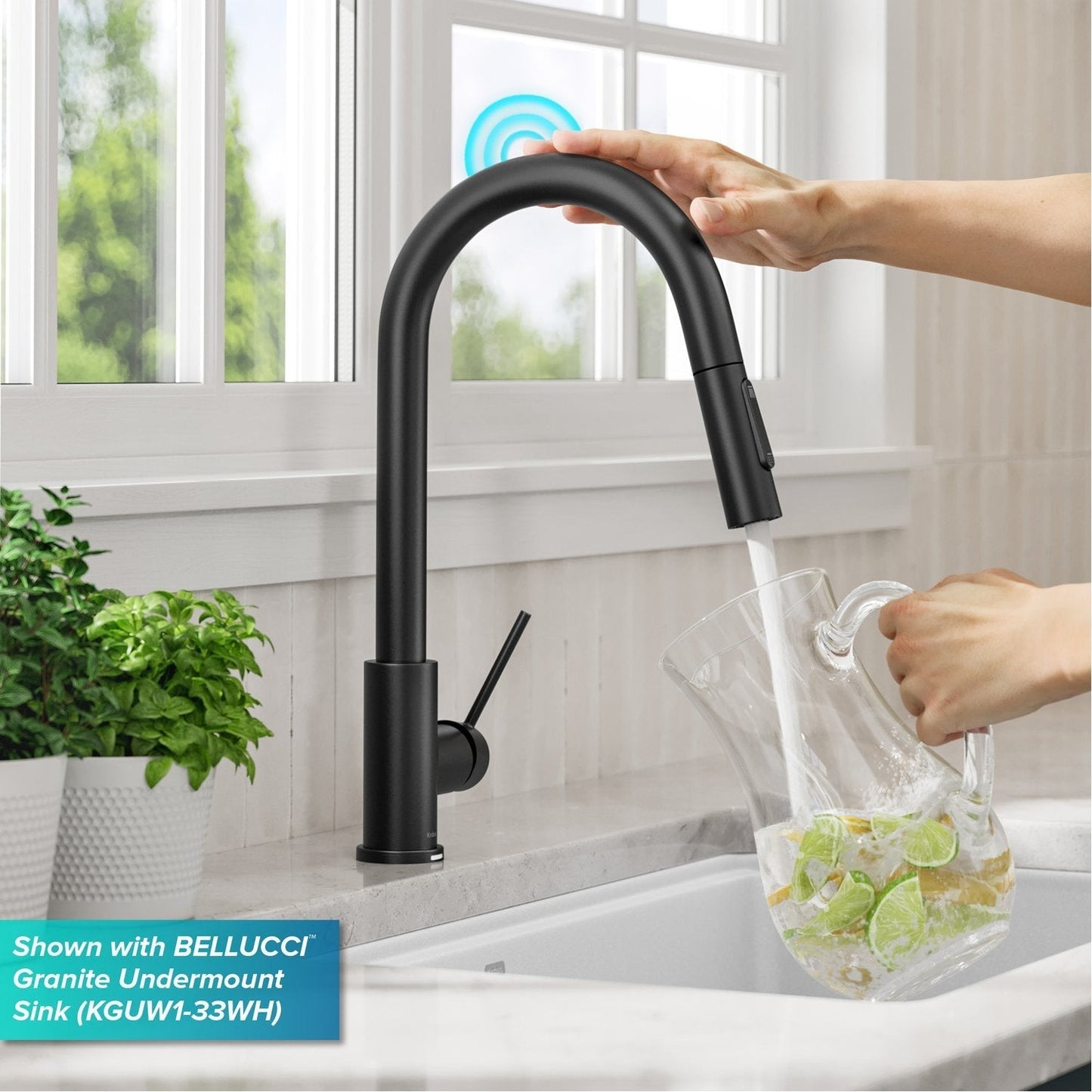 KRAUS Oletto Contemporary Single-Handle Touch Activated with Pull Down Sprayer in Matte Black