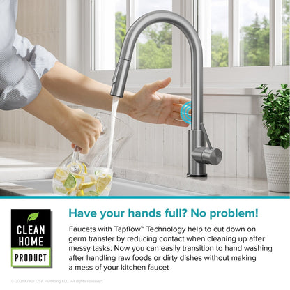 KRAUS Oletto Contemporary Single-Handle Touch Activated with Pull Down Sprayer in Matte Black