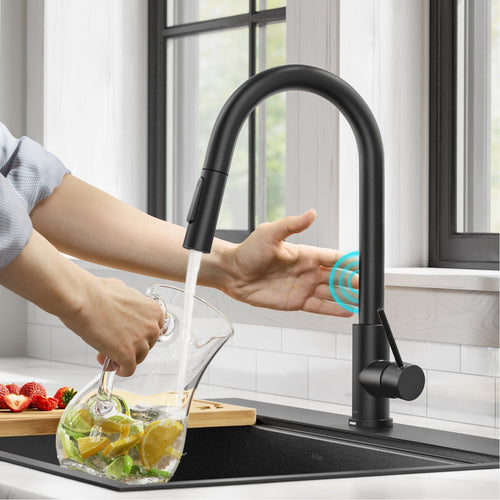 KRAUS Oletto Contemporary Single-Handle Touch Activated with Pull Down Sprayer in Matte Black