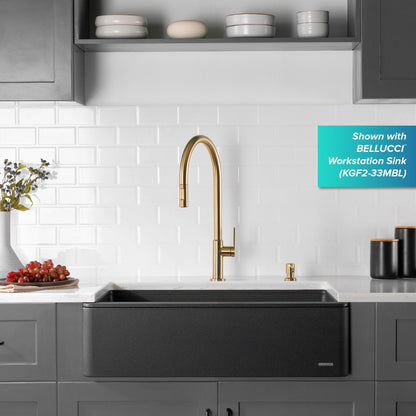 KRAUS Oletto High-Arc Single Handle Pull-Down Kitchen Faucet in Brushed Brass - KPF-2821BB