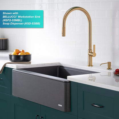 KRAUS Oletto High-Arc Single Handle Pull-Down Kitchen Faucet in Brushed Brass - KPF-2821BB