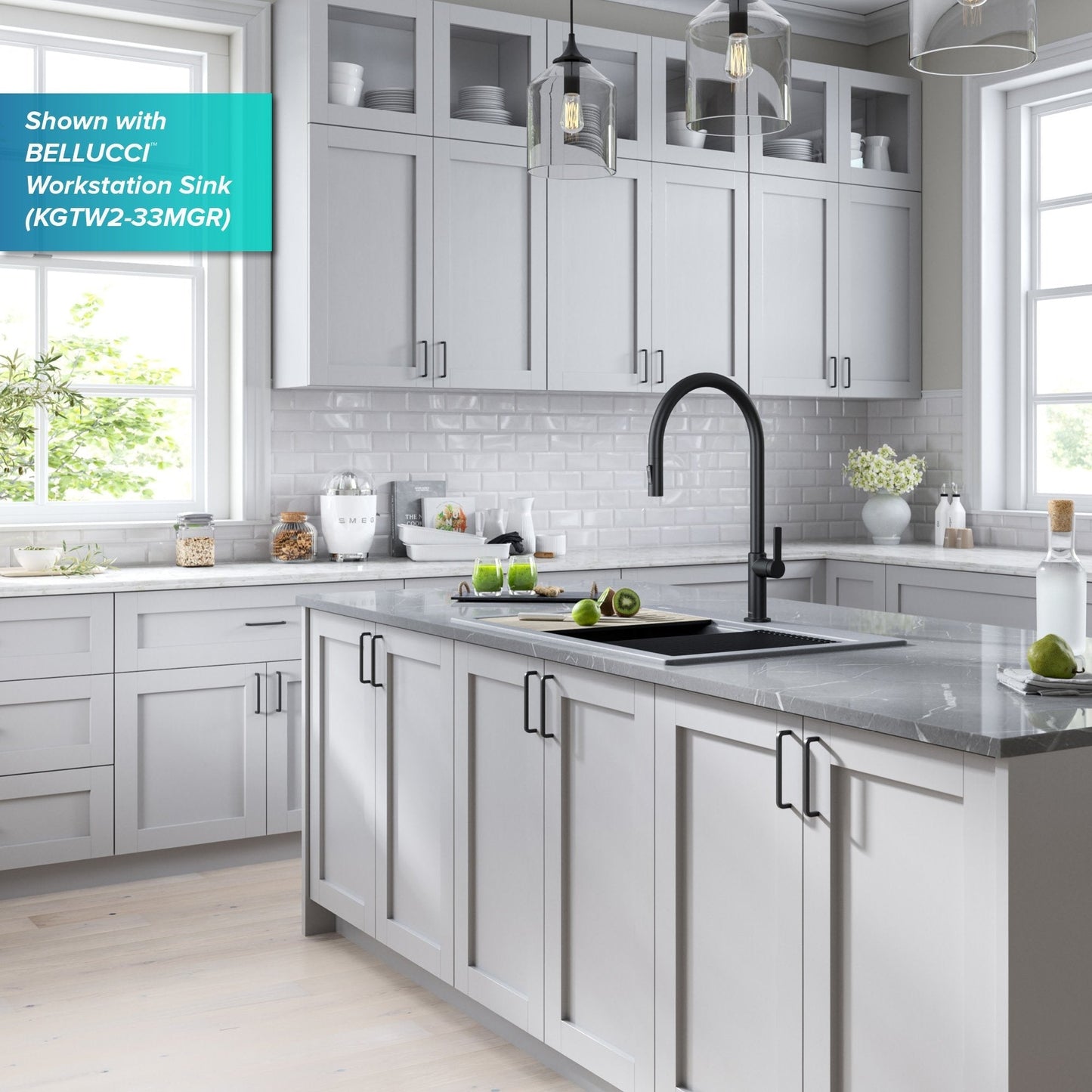 KRAUS Oletto High-Arc Single Handle Pull-Down Kitchen Faucet in Matte Black - KPF-2821MB