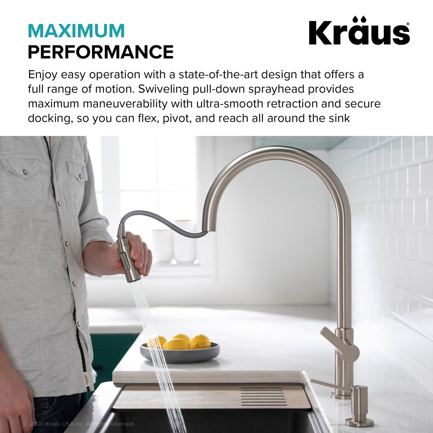 KRAUS Oletto High-Arc Single Handle Pull-Down Kitchen Faucet in Matte Black - KPF-2821MB