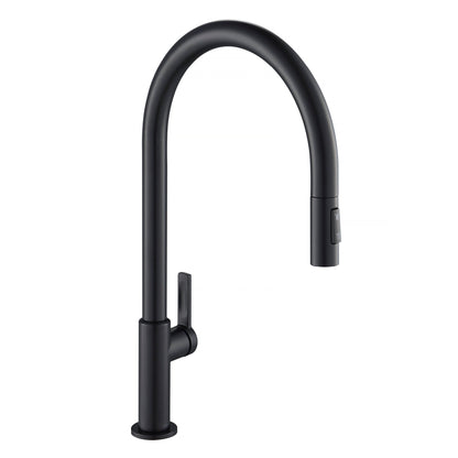 KRAUS Oletto High-Arc Single Handle Pull-Down Kitchen Faucet in Matte Black - KPF-2821MB