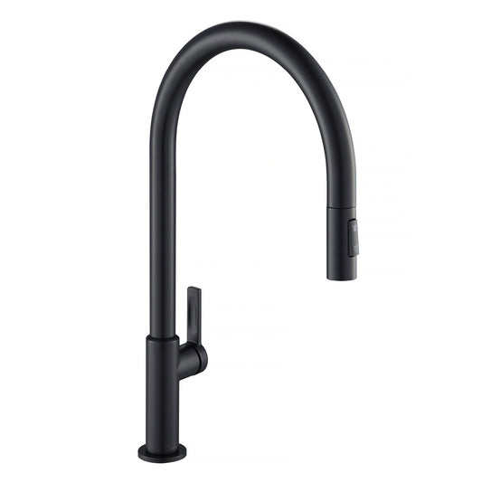 KRAUS Oletto High-Arc Single Handle Pull-Down Kitchen Faucet in Matte Black - KPF-2821MB