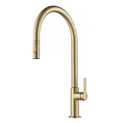 KRAUS Oletto High-Arc Single Handle Pull-Down Kitchen Faucet in Spot Free Antique Champagne Bronze - KPF-2821SFACB