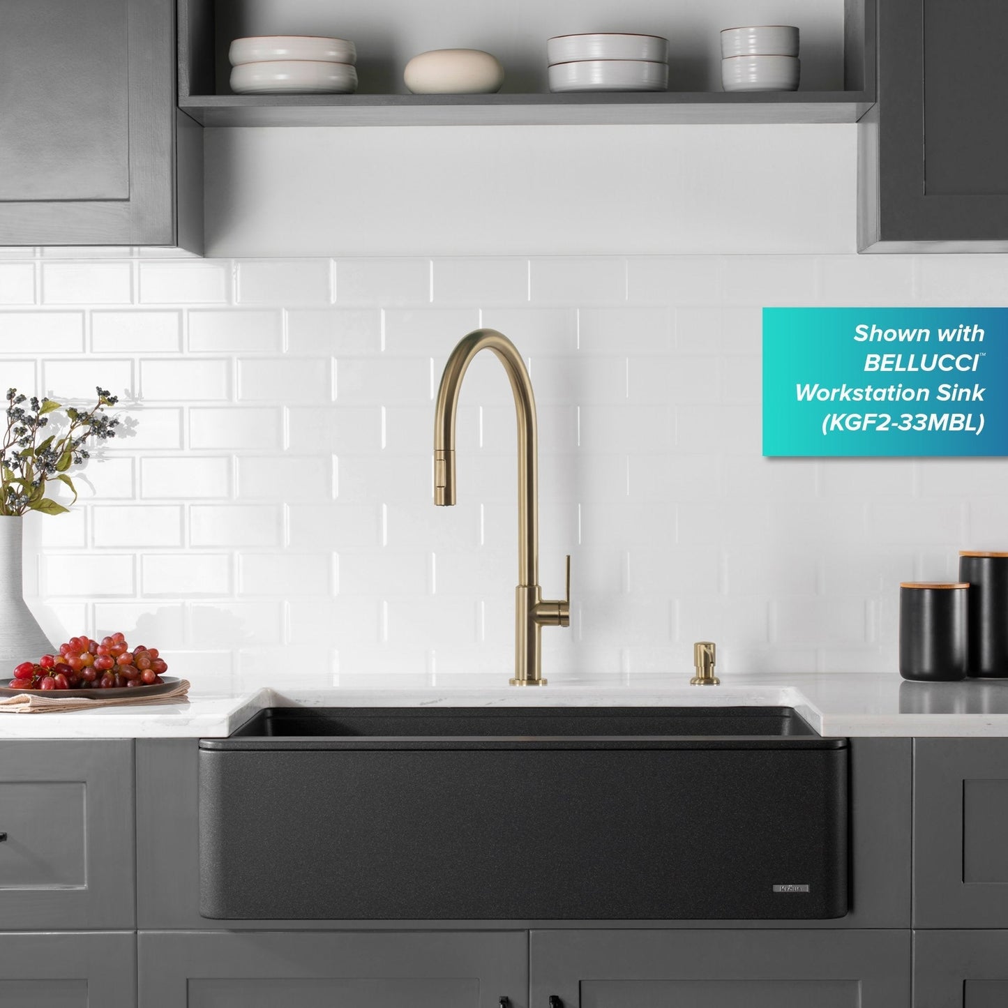 KRAUS Oletto High-Arc Single Handle Pull-Down Kitchen Faucet in Spot Free Antique Champagne Bronze - KPF-2821SFACB