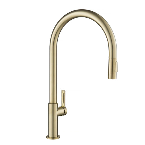 KRAUS Oletto High-Arc Single Handle Pull-Down Kitchen Faucet in Spot Free Antique Champagne Bronze - KPF-2821SFACB