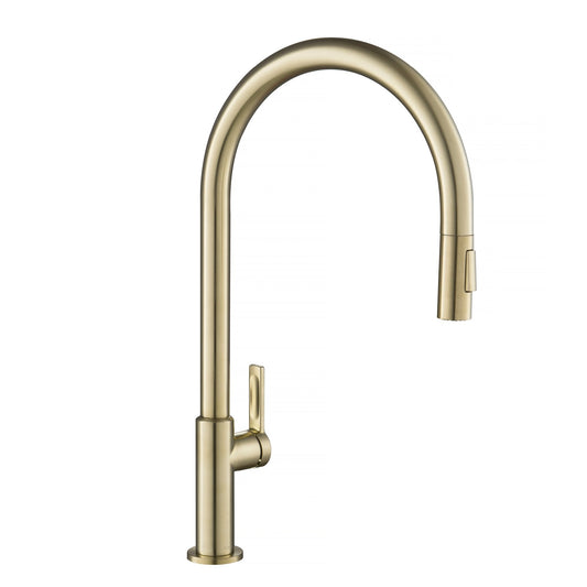 KRAUS Oletto High-Arc Single Handle Pull-Down Kitchen Faucet in Spot Free Antique Champagne Bronze - KPF-2821SFACB