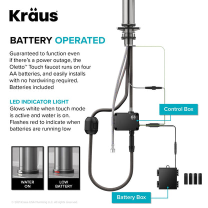 KRAUS Oletto Tall Modern Single-Handle Touch Activated with Pull Down Sprayer in Spot Free Stainless Steel - KTF-3101SFS