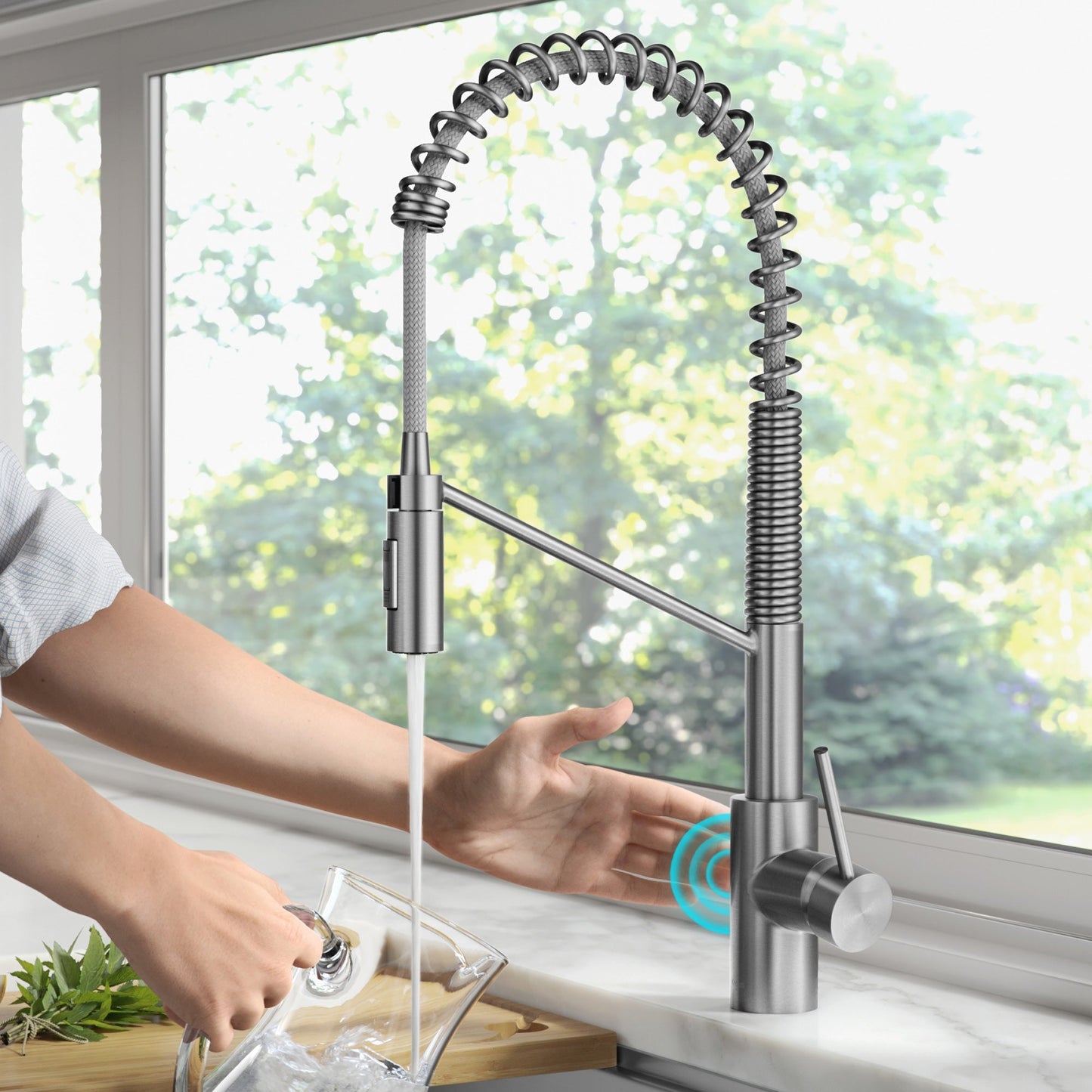 KRAUS Oletto Touchless Pull-Down Single Handle Faucet in Spot Free Stainless Steel - KSF-2631SFS