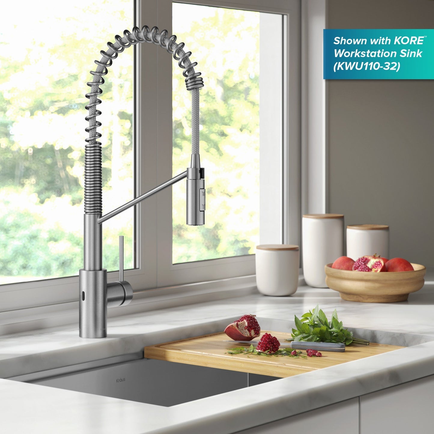 KRAUS Oletto Touchless Pull-Down Single Handle Faucet in Spot Free Stainless Steel - KSF-2631SFS