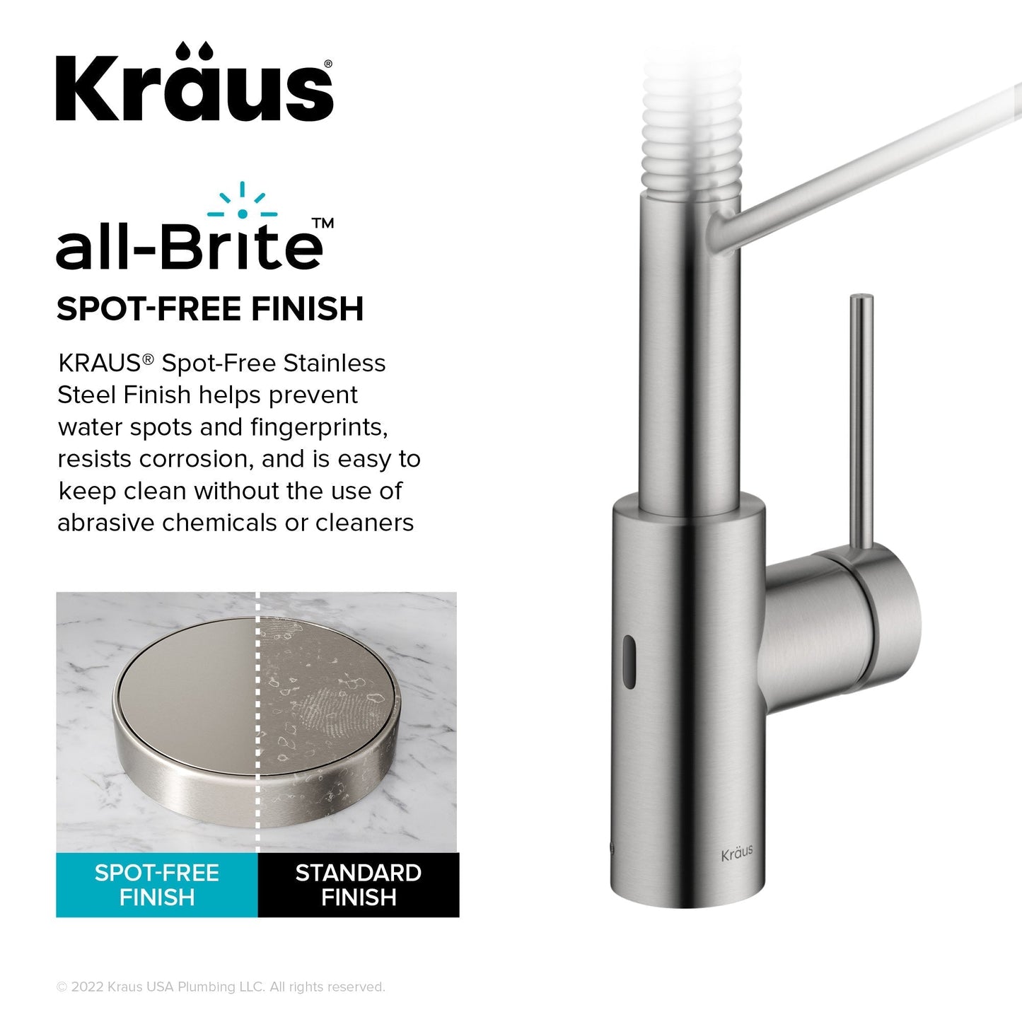 KRAUS Oletto Touchless Pull-Down Single Handle Faucet in Spot Free Stainless Steel - KSF-2631SFS