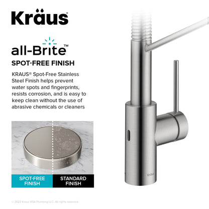 KRAUS Oletto Touchless Pull-Down Single Handle Faucet in Spot Free Stainless Steel - KSF-2631SFS