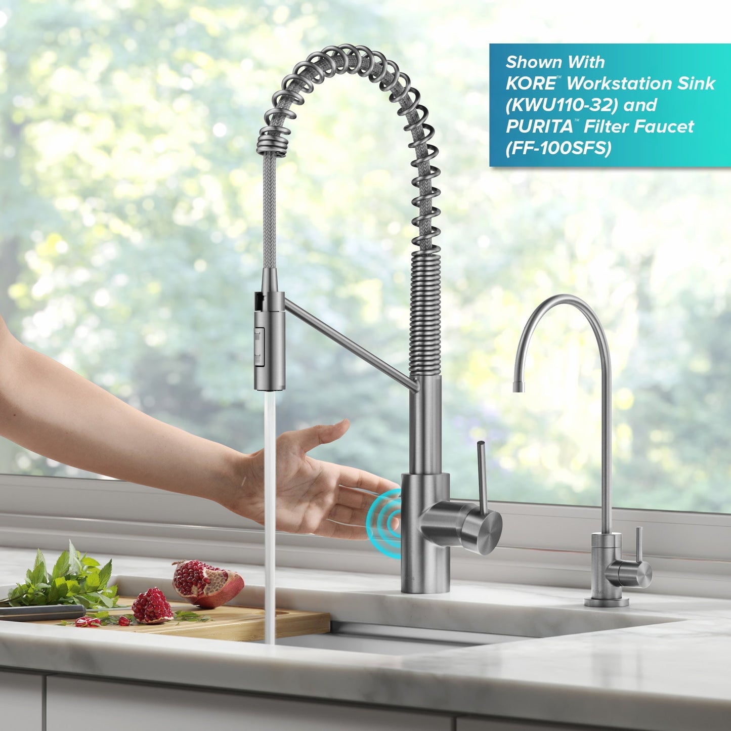 KRAUS Oletto Touchless Pull-Down Single Handle Faucet in Spot Free Stainless Steel - KSF-2631SFS